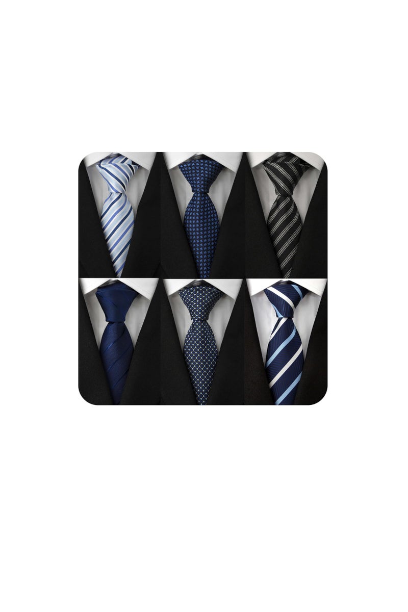 Adulove Men's Necktie Classic Silk Tie Woven Jacquard Neck Ties 6 PCS - Image 1